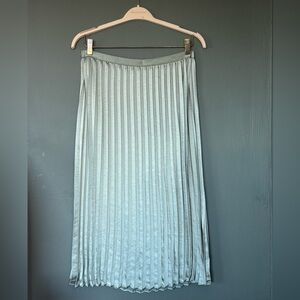 Dakota Plissé-Pleated Midi Skirt, silvery-green.